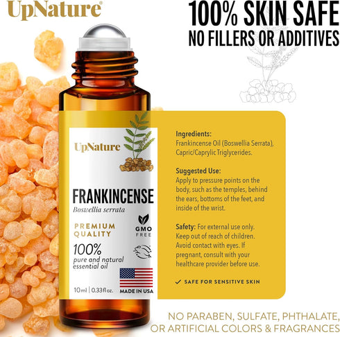 UpNature Frankincense Essential Oil Roll On - 100% Pure Oil for Skin Care