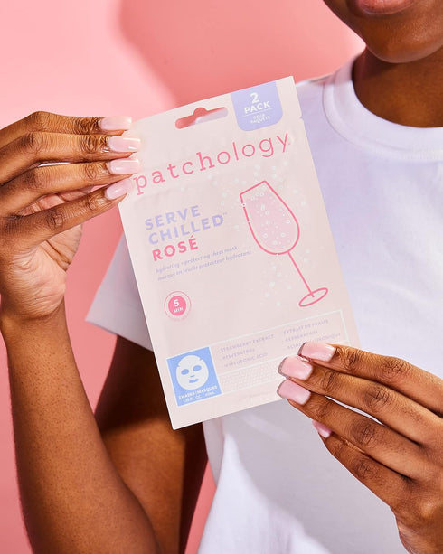 Patchology Serve Chilled Rosé Facial Sheet Mask - Hydrating Skin Care Treatment with Hyaluronic Acid (2 Pair)