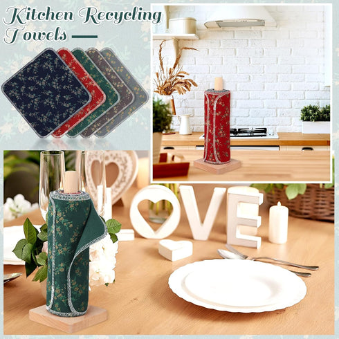 25 Pcs Reusable Paper Towels, Cotton Kitchen Dishcloths, Absorbent Washable Paper Towels (Atayal Flower)