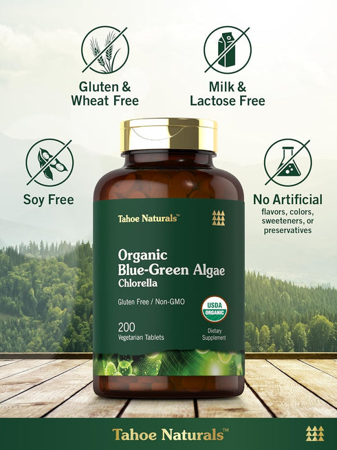 Carlyle Chlorella Blue Green Algae 250mg - 200 Vegetarian Non-GMO Gluten Free Tablets