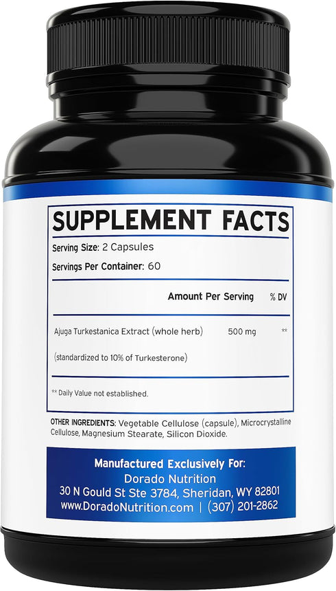 Turkesterone Supplement, 500mg (120 Capsules), Stamina, Drive, Athletic Performance & Muscle Mass, Non-GMO