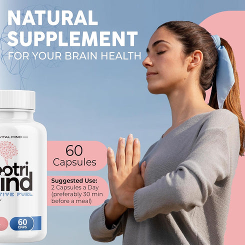 Brain Supplements for Memory and Focus, Nootropic Support with Bacopa, Vitamins B6 B12, Phosphatidylserine, DMAE, 60