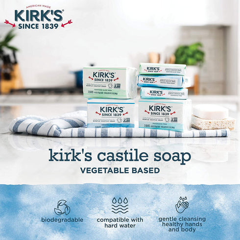 Kirk's Castile Coco Castile Bar Soap, Original, 4 oz, 2 Pack