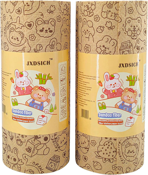 Reusable Bamboo Kitchen Paper Towels, Unbleached Bamboo Fiber, Thickened 4 Rolls, Hand Washable Only