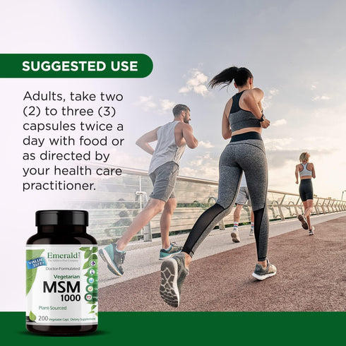 EMERALD LABS MSM 1000mg - Joint, Liver & Immune Support Supplement with Methylsulfonylmethane - 200 Vegetable Capsules