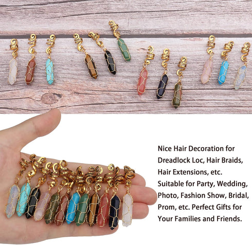 Messen Dreadlocks Jewelry Crystal Wire Wrapped Hair Accessories Imitation Wood Beads