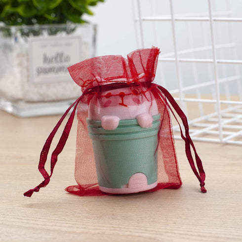 100pcs Red Organza Gift Pouches, 2x3 Inch Sheer Drawstring Bags for Jewelry, Wedding, Party & Christmas Favor Gifts