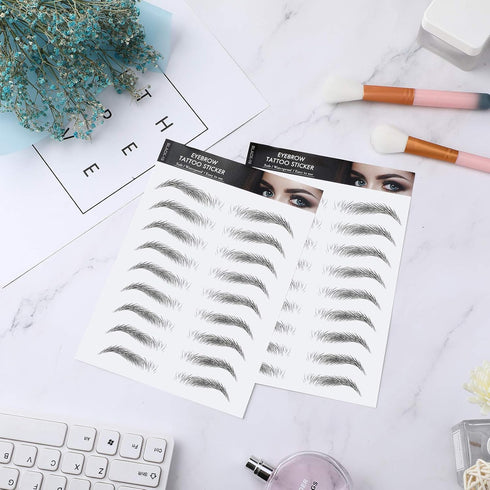 Maitys 12 Sheets 4D Hair Like Waterproof Eyebrow Tattoos, Temporary Transfer Brows Decal for Women