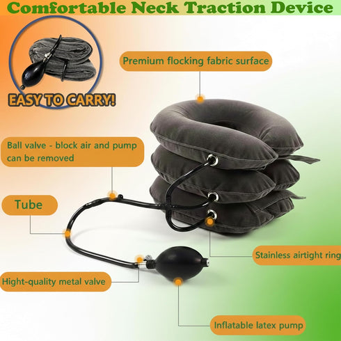 lojee Inflatable Neck Brace Adjustable Cervical Traction Device for Neck Pain Relief, Posture Support & Relaxation
