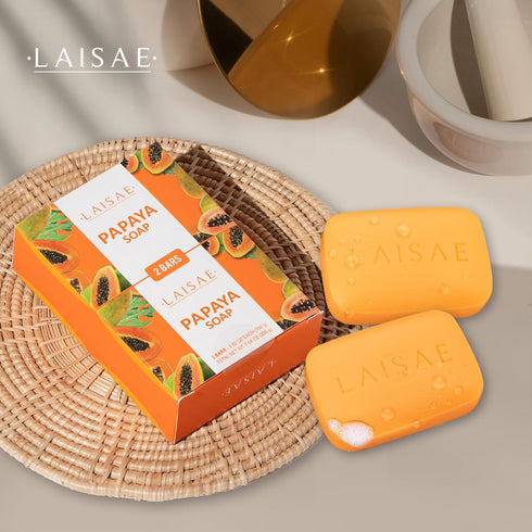 Papaya Exfoliating Soap, Hydrating Face Moisturizer with Niacinamide, Shea Butter, Aloe Vera - Sensitive Skin Soap,