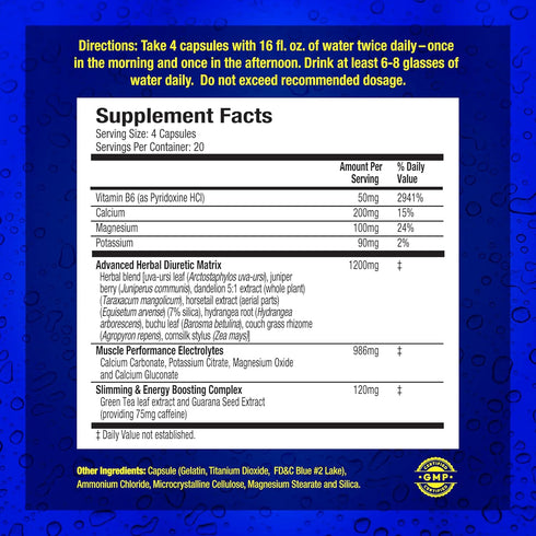 Maximum Human Performance Xpel Maximum Strength Diuretic Water Pills, 80 Capsules for Water Retention Relief