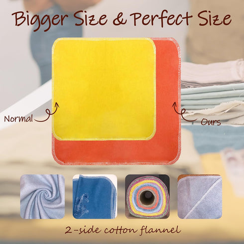 30 Pack Reusable Paper Towels Roll - Jumbo Large Paperless Cotton Flannel Washable Cloth Napkins for Kitchen