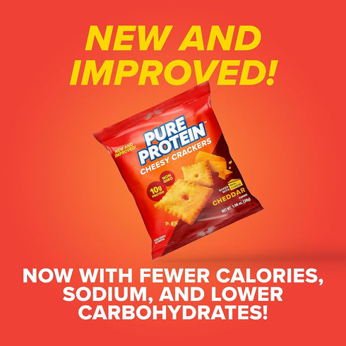Cheddar Cheesy Crackers, High Protein Snack, 10G Protein, 1.06 Oz (Pack of 12)