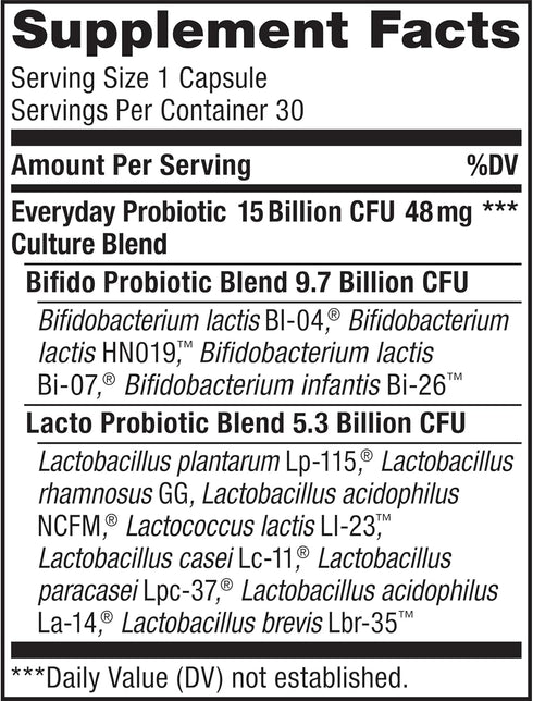 Renew Life Everyday Probiotic Capsules, 30 Count - Daily Supplement for Urinary, Digestive, and Immune Health, 15