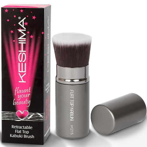 Flat Top Retractable Makeup Brush - Premium Kabuki Brush for Liquid, Powder, and Cream Makeup