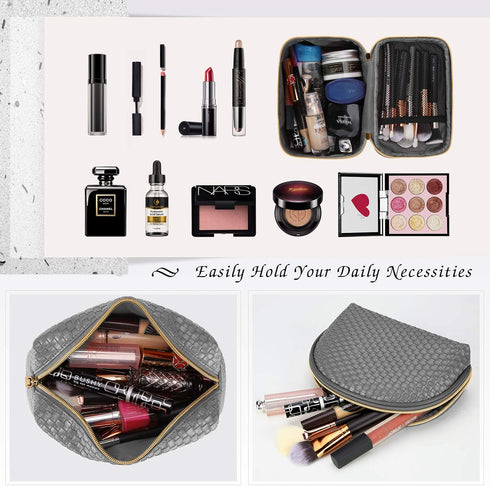 KTMOUW 3 Pcs Waterproof Makeup Bag Set | Portable Travel Cosmetic Organizer Storage Bag for Women, Grey