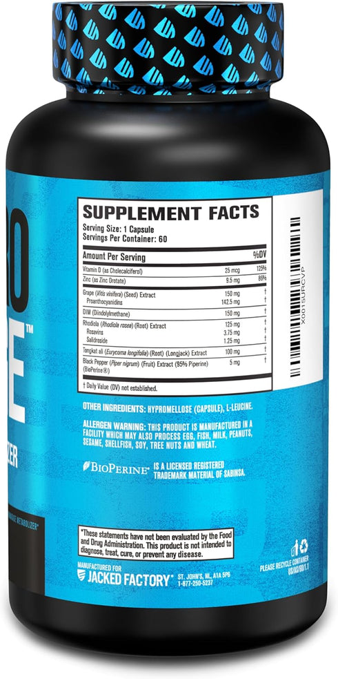 Androsurge Estrogen Blocker for Men, Natural Muscle Builder with DIM, Long Jack, & Grape Seed Extract