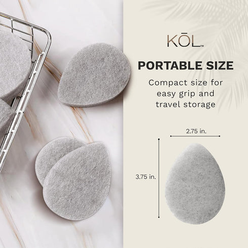 KOL Face Scrubber, Charcoal Infused Exfoliating Facial Cleansing Pads, Disposable Exfoliator Face Sponge, 6 Count