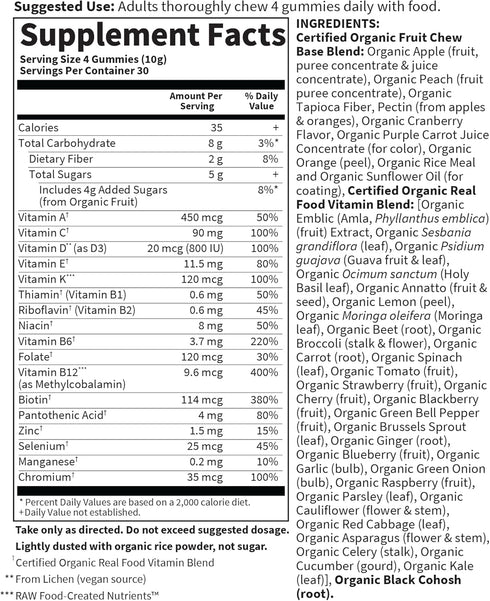 Garden of Life Organics Women 40+ Gummy Vitamins, Berry, Certified Organic, Non-GMO, Vegan, 120 Real Fruit Gummies
