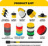 Holikme 30Pack Drill Brush Attachments Set - Power Scrubber Brush with Extend Long Attachment for All Purpose Cleaning