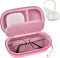 Portable 2 in 1 Pink Contact Lens Case and Glasses Case, Traveling Holder with Soak Storage Kit and Built-in Mirror