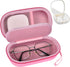 Portable 2 in 1 Pink Contact Lens Case and Glasses Case, Traveling Holder with Soak Storage Kit and Built-in Mirror