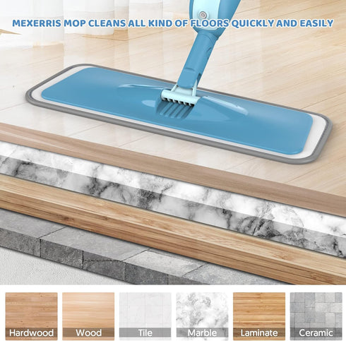 Wet Dust Mops for Hardwood Floor Cleaning: MEXERRIS Microfiber Spray Mops with 4 Reusable Pads