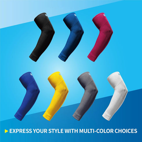 LP SUPPORT 668 Elbow Compression Sleeve Brace for Tennis & Golfer’s Elbow, Pain Relief for Men & Women (Black - L)