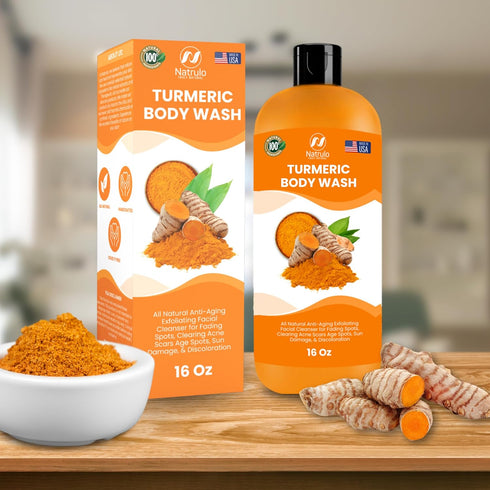 Turmeric Body Wash – Skin Brightening Turmeric Soap for Dark Spots, Hyperpigmentation – Exfoliating Turmeric Face Wash