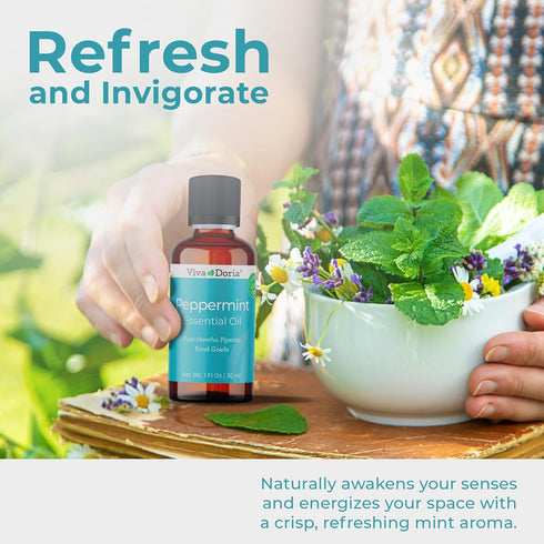 Viva Doria 100% Pure Northwest Peppermint Essential Oil, Undiluted, Food Grade, 30 mL, Made in USA