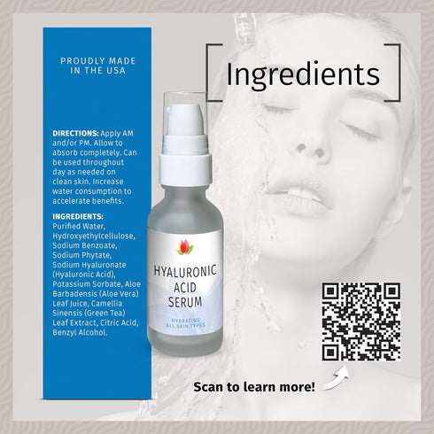 Reviva Labs Hyaluronic Acid Serum for Face and Neck, 1 Fl Oz