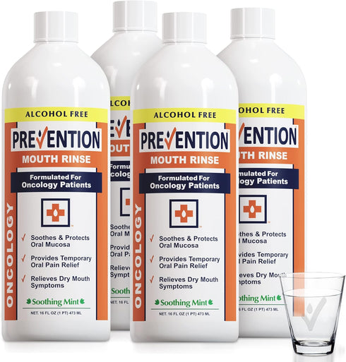 Prevention Oncology Mouth Rinse | Alcohol Free, Specially Formulated for Oncology Treatment, 4-Pack