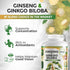 Ginkgo Biloba & Panax Ginseng Supplement, Red Ginseng Brain Supplement for Memory, 60 Tablets