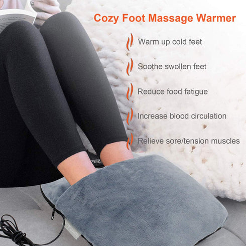 lomitech 3 Settings Electric Foot Warmer with Heat & Vibration Massage Function, Feet Warmer for Cold Feet Fast Heating