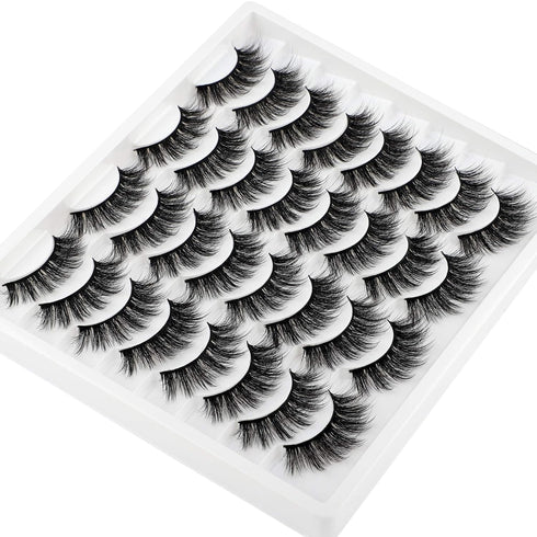 JIMIRE 16 Pairs 3D Faux Mink Fluffy Volume Natural False Eyelashes Pack