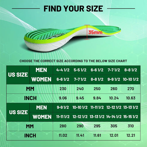 220lbs+ High Arch Support Insert, Orthotic Insole for Plantar Fasciitis Relief, Flat Feet Comfort, Size 8, 270MM