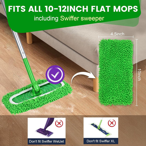 ZMZPA 6Pcs Reusable Microfiber Mop Pads Compatible with Sweeper Mop, Replacement Wet Mopping pad Refills & Washable Dry