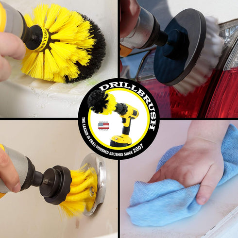 Bathroom Cleaning Accessories - Drill Brush - Shower Cleaner - Bathtub Tile Grout Microfiber Cloth