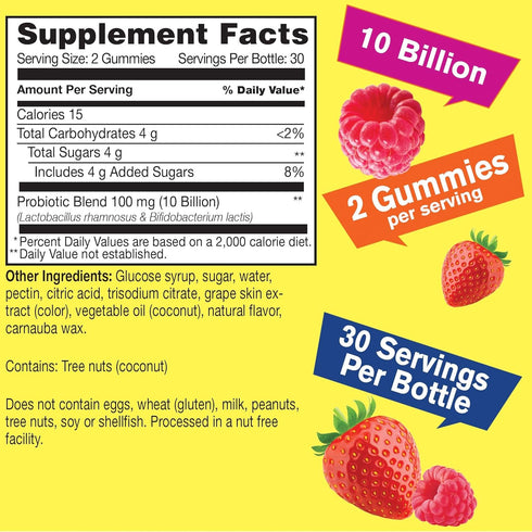 Probiotic Gummies for Men, 60 Gummies, 10 Billion CFUs, Gluten Free, Restore Digestive Balance, Reduce Bloating