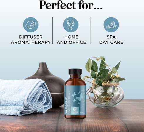 Breathe Blend Essential Oil for Diffuser - Invigorating Eucalyptus Peppermint Tea Tree Mint Aromatherapy 2oz for Home