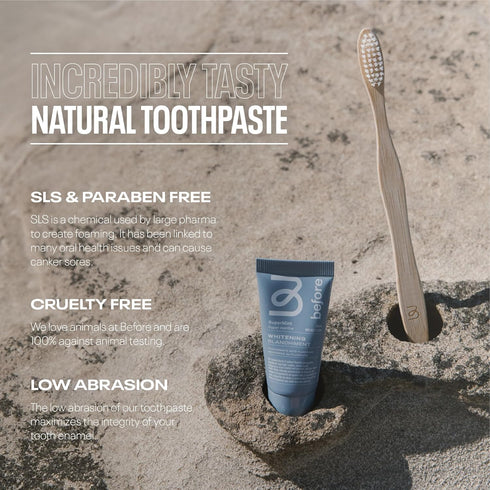 Before Natural Whitening Travel Size Toothpaste, Clean Ingredients for Mouth Health, 0.67oz