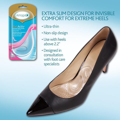 Amope GelActiv Extreme Heels Insoles for Women, 1 Pair, Size 5-10