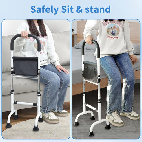 Stand Assist Mobility Aid Rail for Seniors Adjustable Safety Grab Bar for Bed, Couch, Chair, Toilet Non-Slip Base, Easy