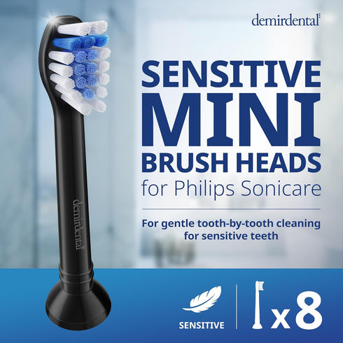 HX6088b 8 Pack demirdental Toothbrush Heads mini Sensitive Compatible with Philips Sonicare Toothbrush Heads - Soft