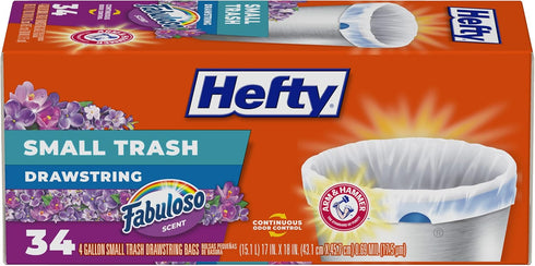 Hefty Small Trash Bags, Fabuloso Scent, 4 Gallon, 34 Count