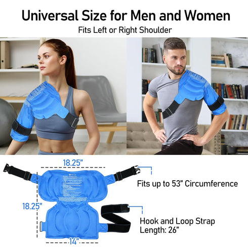 Shoulder Ice Pack Wrap - Larger Rotator Cuff Cold Therapy Support Brace for Pain Relief, Reusable Gel Compress
