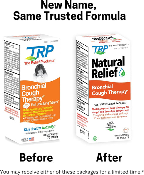 The Relief Products Bronchial Cough Therapy Fast Dissolving Tablets - 70 Count - 100% Natural Active Ingredients
