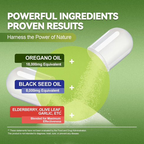 Immune 120 Counts Totaria Oil of Oregano with Black Seed Oil Capsules High Absorption with Garlic,Olive