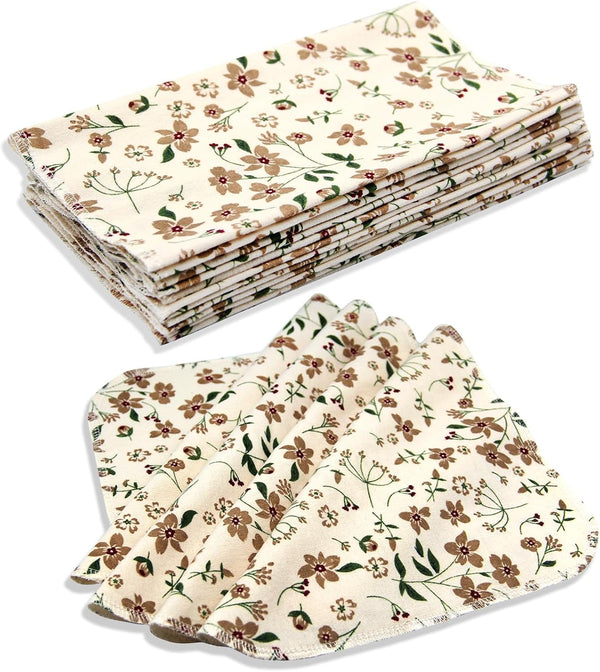 PINOWU Reusable Paper Towels, Cotton Cloths (12pcs), Absorbent Kitchen Dishcloths, Washable Paperless Towels