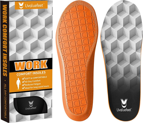 Uvaluefeet Work Boot Insoles for Men & Women - Memory Foam Cushion, Anti-Fatigue,